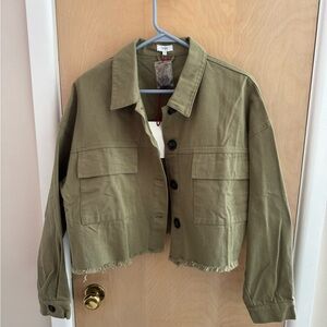 Olive Green Cropped Jacket